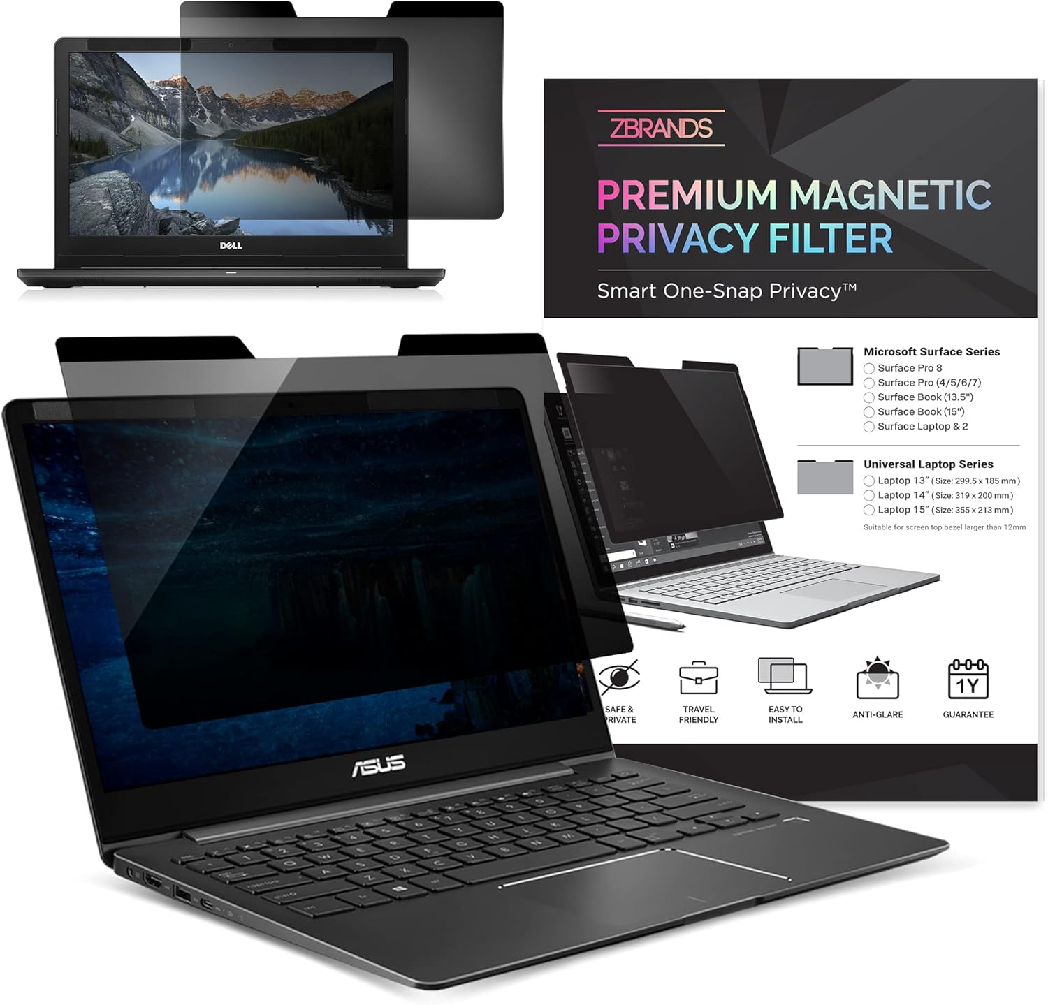 ZBRANDS // Magnetic Privacy Screen Anti-Glare Filter | Anti-Spy Glass Screen Film (Universal - 14.0