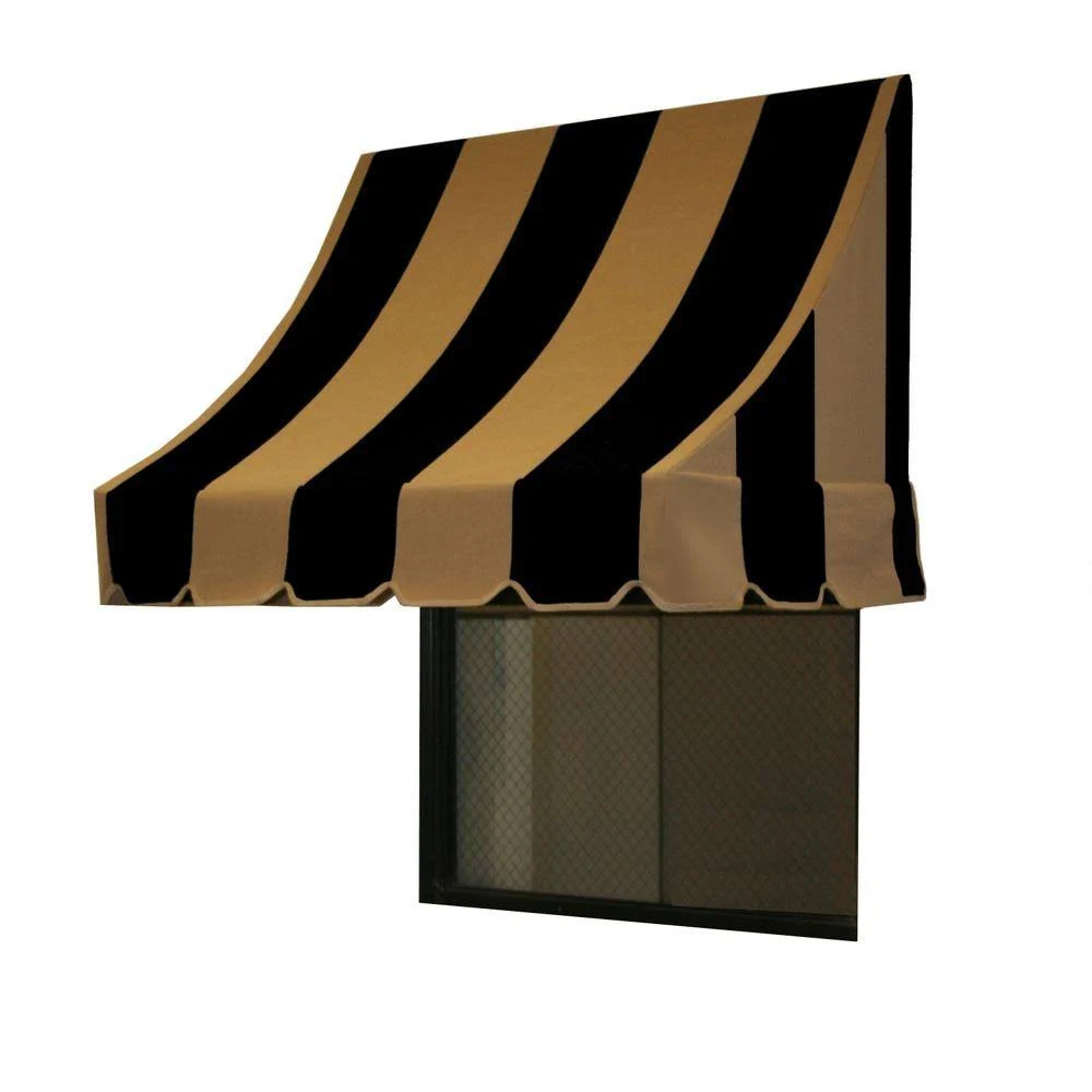 Awntech 5.38 ft. Wide Nantucket Window/Entry Awning (44 in. H x 36 in. D) in Black/Tan NN33-5KT