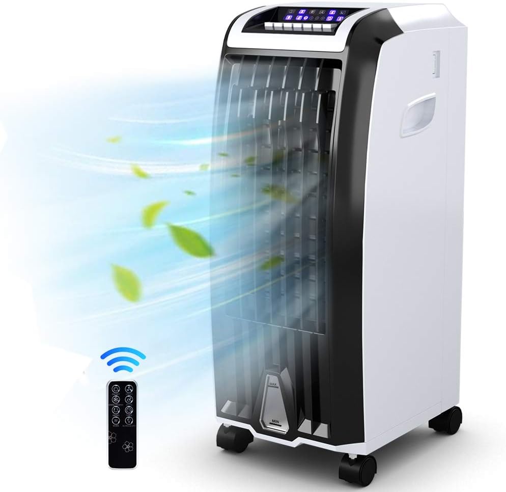 3-IN-1 Evaporative Air Cooler,28&rdquo; Portable Air Conditoner Humidifier/Fan with 3 Wind Modes,3 Speeds,Remote Control,Wide Oscillating,Ultra-Quiet Compact Cooling Fan for Home Office Bedroom