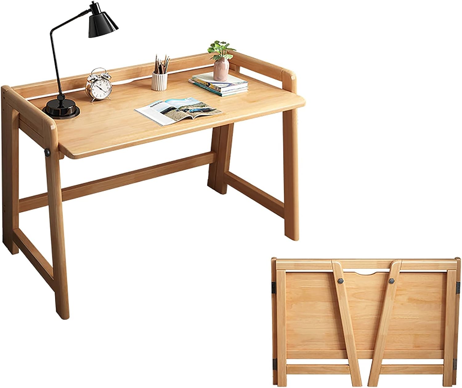 FGFDS No Assembly Folding Computer Desk, PC Laptop Study Table for Home Office Workstation, Writing Table Saving Space (Color : Brown, Size : 33.5X17.7X30.7in)