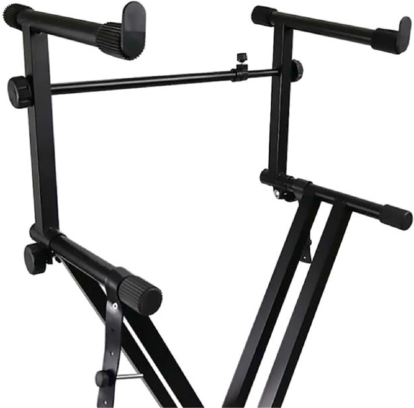 Miwayer Piano Stand Frameworks Deluxe Two Tier X-Style Keyboard Stand Height & Width Adjustable with Quick Release Mechanism, For 54-88 Key Electric Pianos, Black