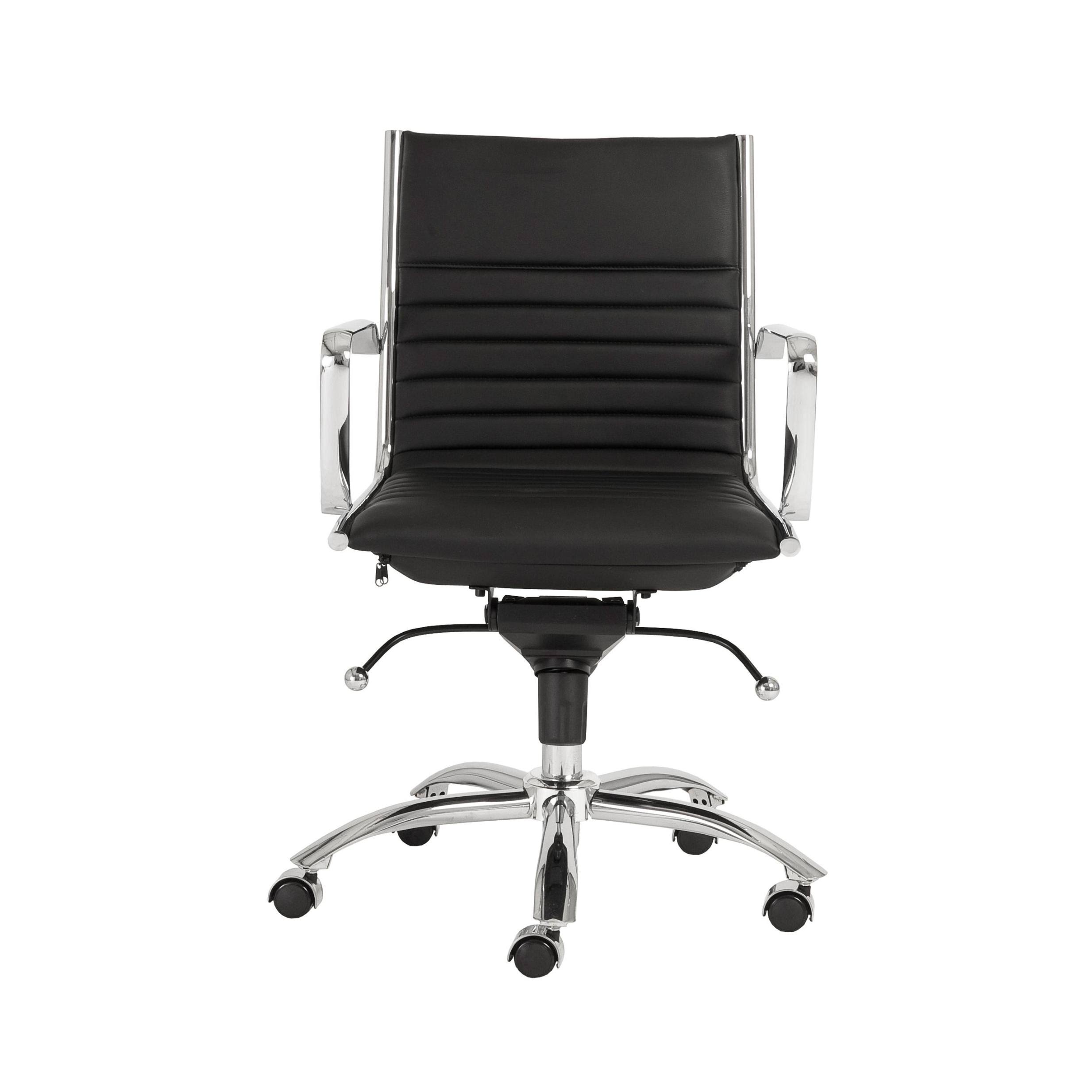 27.01x22 x 25.04x22 x 38x22 Low Back Office Chair in Black with Chromed Steel Base