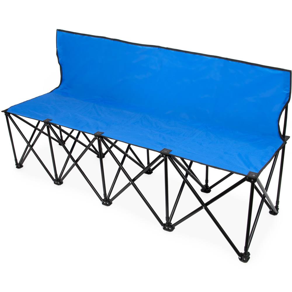 Brybelly 6-Foot Portable Folding 4 Seat Bench with BACK, Blue