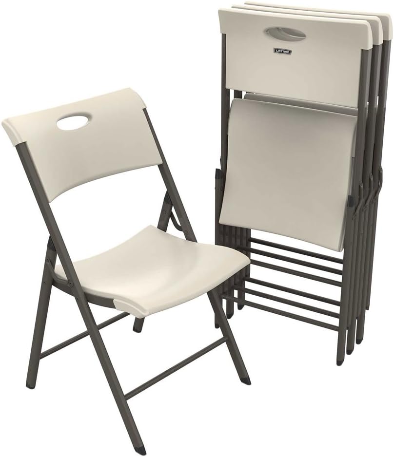 Lifetime Folding Chair, Contemporary - Pack of 4, Almond