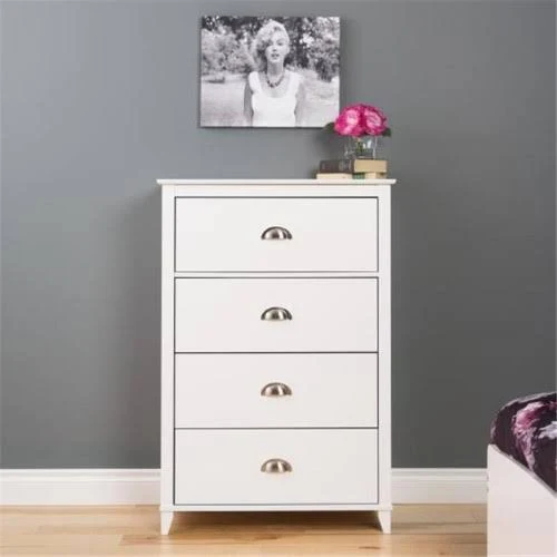 Prepac Wdbr-1203-1 Yaletown 4-Drawer Chest, White, as shown