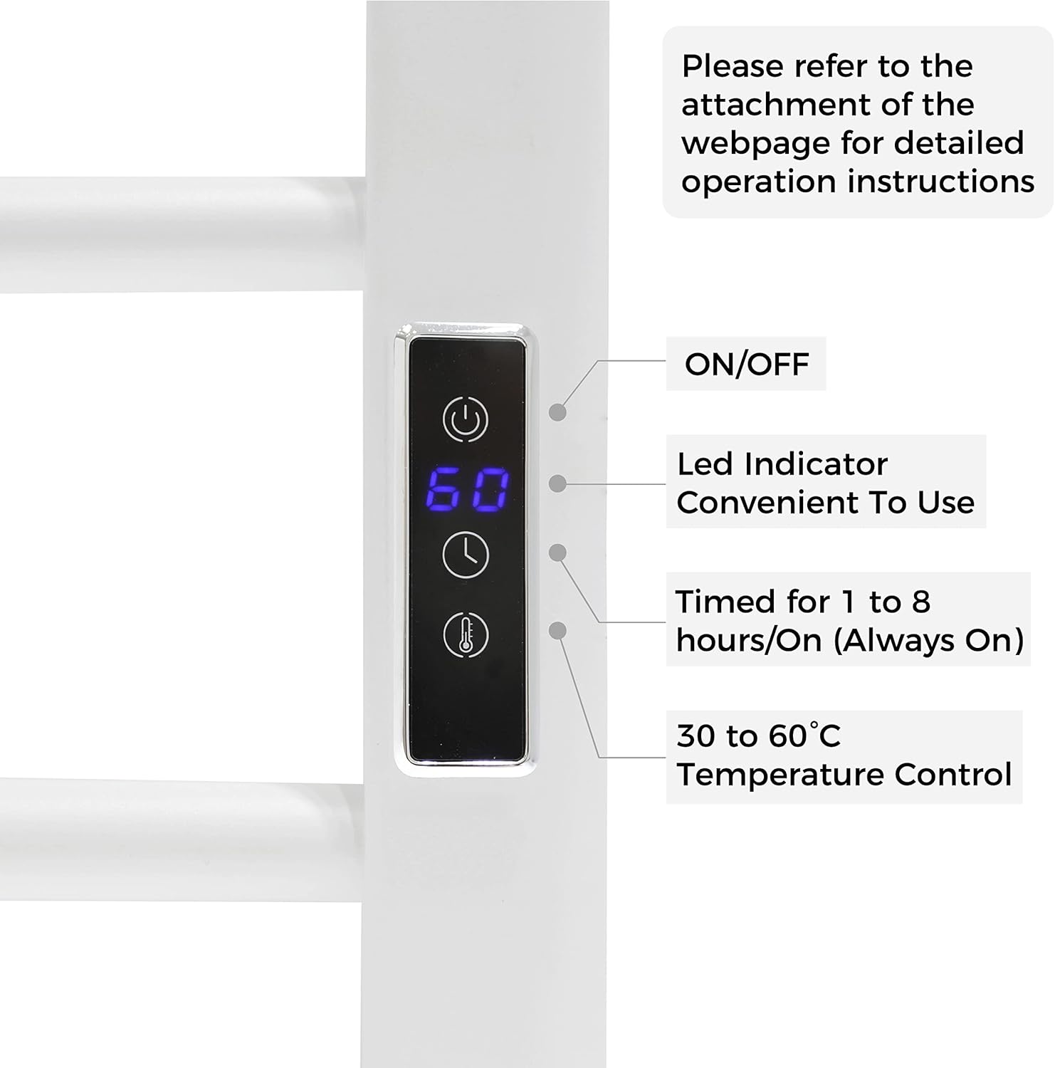 DELAVIN Bath Fast Heating Towel Warmer, Electric Heated Towel Drying Rack with 10 Bars (ETL Certified), Mild Steel Heated Towel Rack with Timer, Plug-in/Hardwired, Wall-Mounted/Free Standing, White