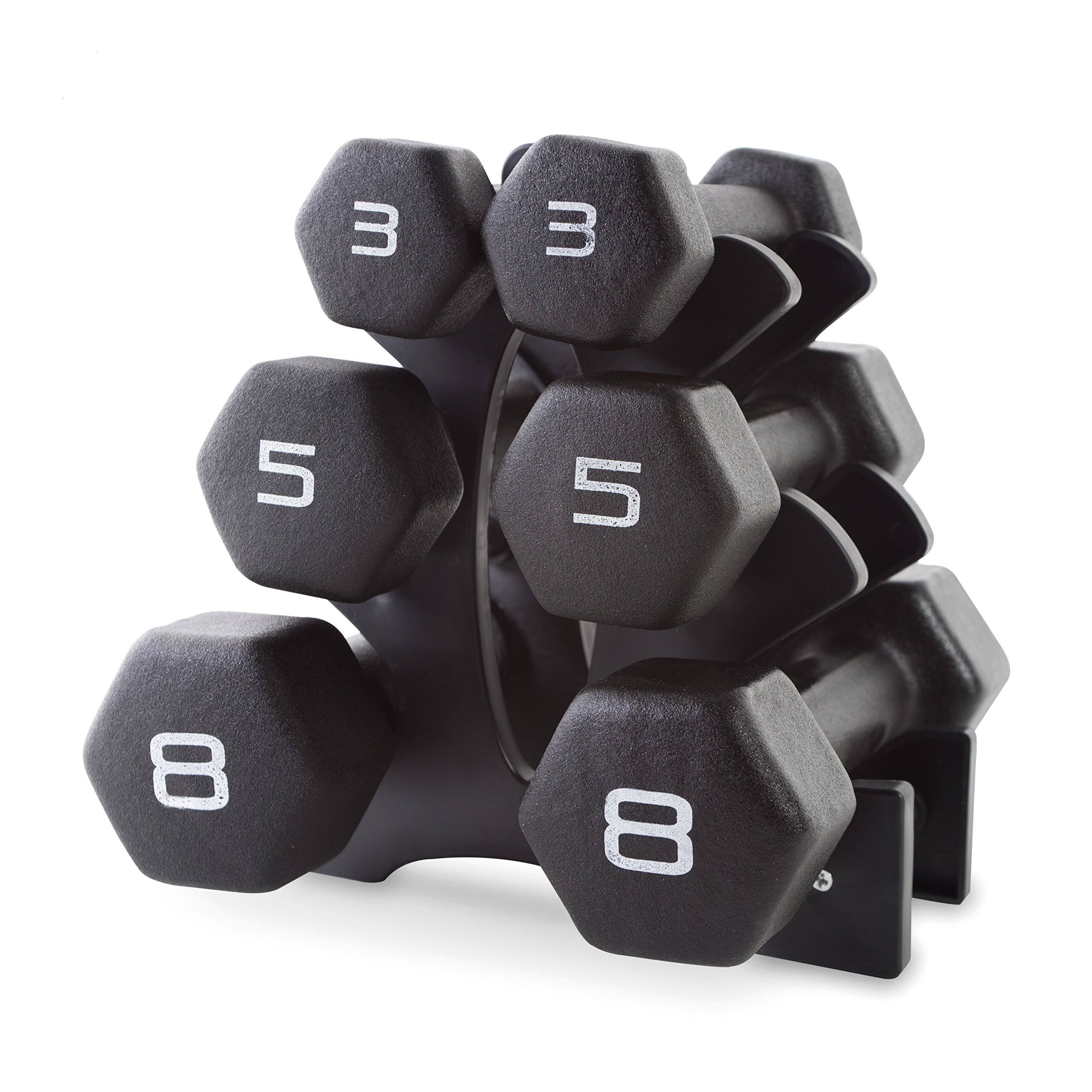 Cap Barbell Neoprene Dumbbell Set with Rack 32-Pound