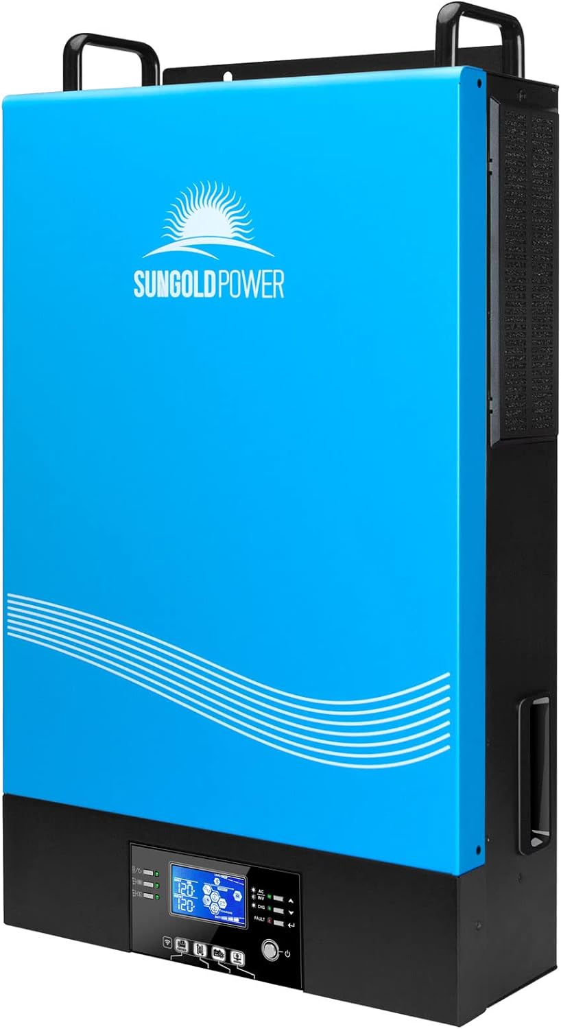 TP6048 6000W 48Vdc Hybrid Solar Inverter Input 240V Split Phase Output 120/240V Pure Sine Wave MPPT Max 120A Solar Charger and 120A AC Charger (Grid Feedback & Batteryless) Made by SUNGOLDPOWER