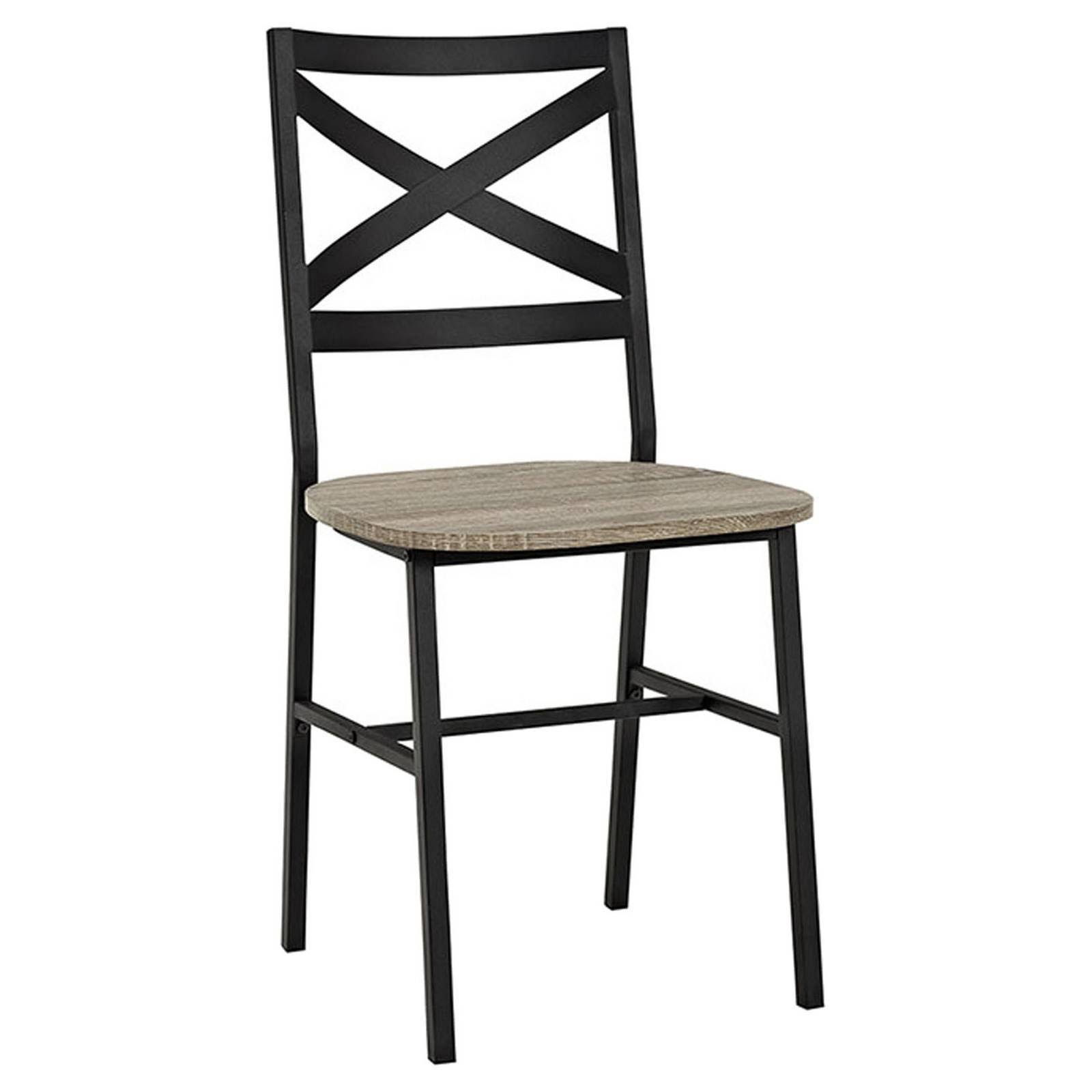 Metal x Back Dining Chair Set of 2 Driftwood Saracina Home