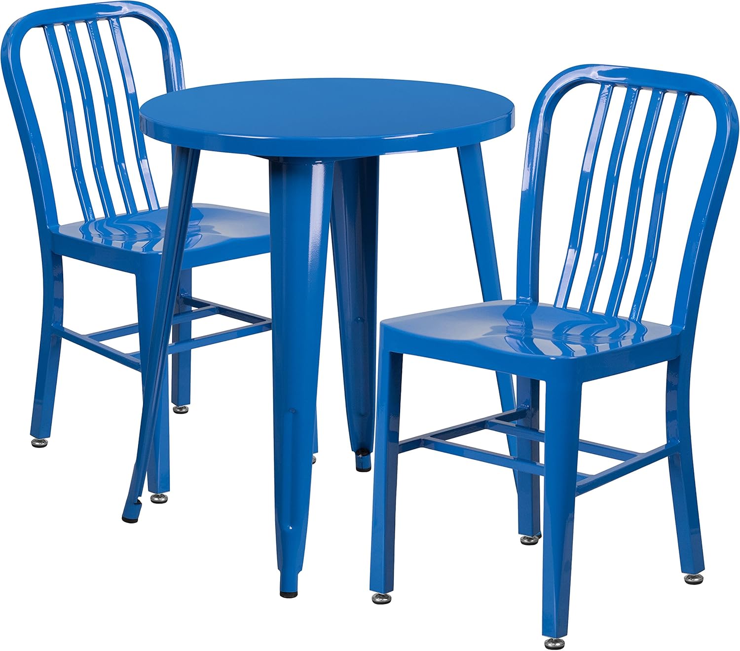 Flash Furniture 24'' Round Black-Antique Gold Metal Indoor-Outdoor Table Set with 2 Vertical Slat Back Chairs