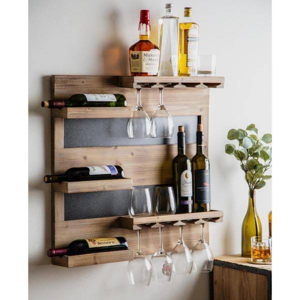 Home Essentials Wood Wine Rack u0026 Chalkboard