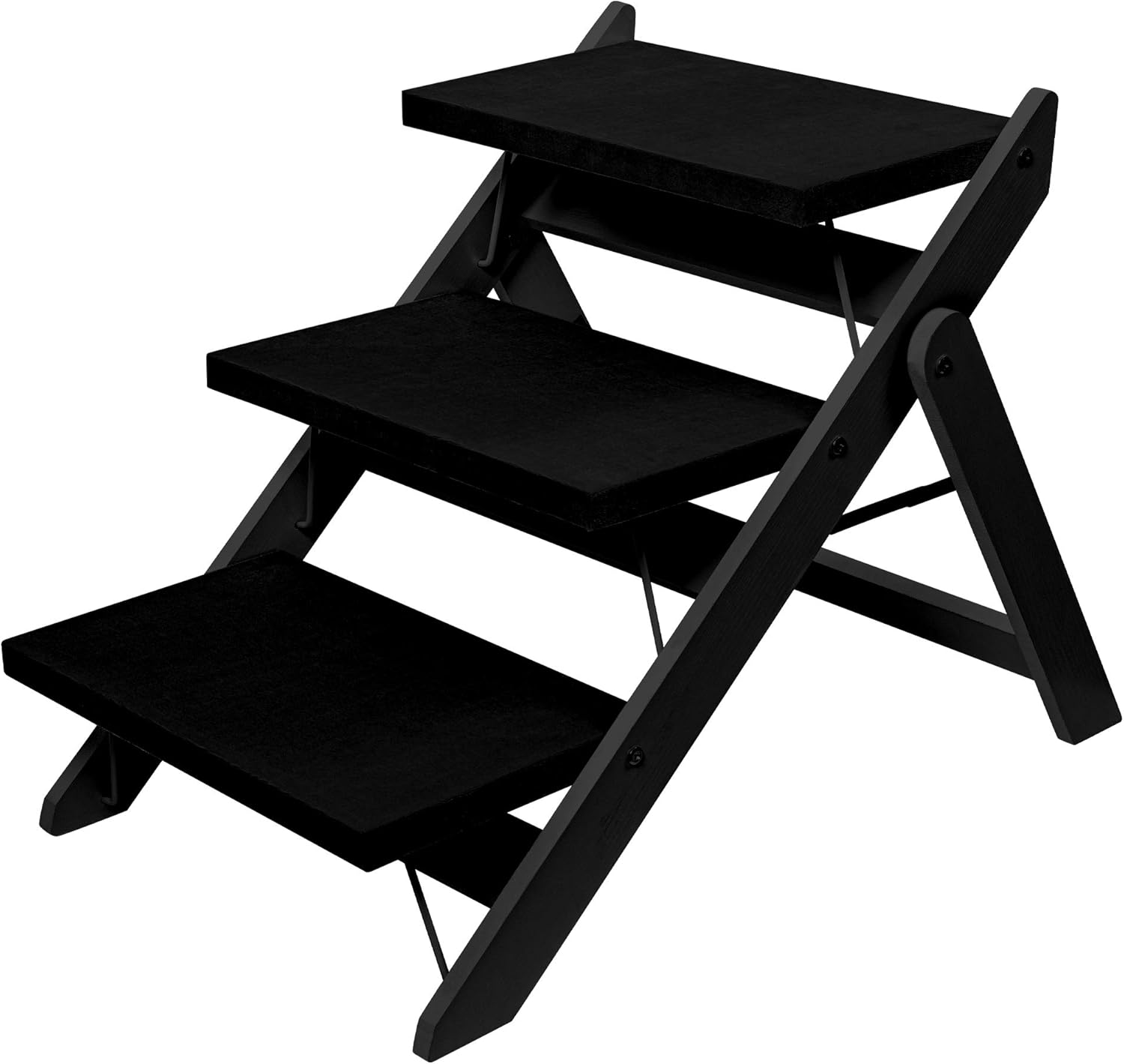 Niubya Wooden Foldable Dog Stairs, Portable 2-in-1 Pet Ramp for Small to Large Dogs and Cats, Nonslip 3-Step Dog Steps for High Beds, Couch and Cars, Up to 110 Pounds Pack of 2