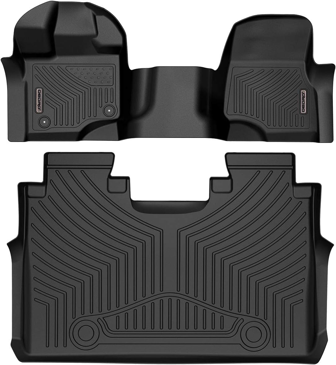 OEDRO Floor Mats Liners Compatible for 2015-2022 Ford F-150 SuperCrew Cab-Unique Black TPE All-Weather Guard, Includes 1st & 2nd Front Row and Rear Floor Liner Full Set