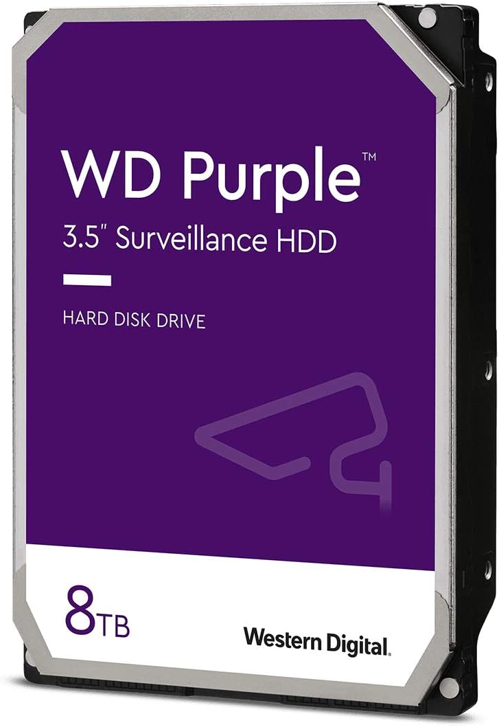 Western Digital 8TB WD Purple Surveillance Internal Hard Drive HDD - 5640 RPM, SATA 6 Gb/s, 128 MB Cache, 3.5