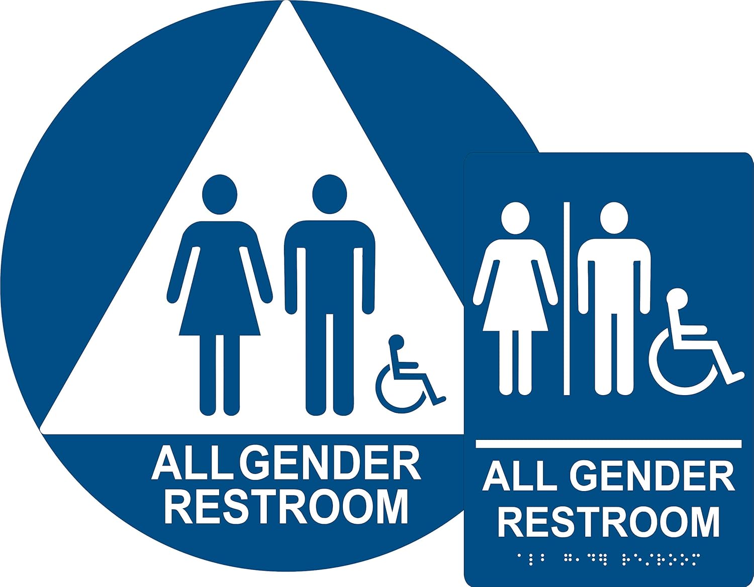 ADA All Gender Restroom Sign Bundle, Door and Wall Sign with Braille Pack of 2