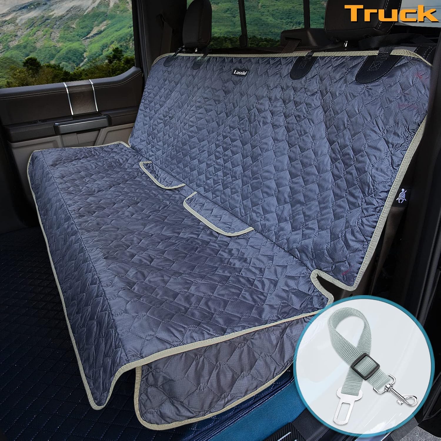 Lassie XL Dog Car Seat Cover for Back Seat, Heavy-Duty, Nonslip Waterproof Backseat Dog Cover for Car, Washable Car Bench Seat Cover, Universal Car Seat Protector for Backseats, Trucks & SUVs