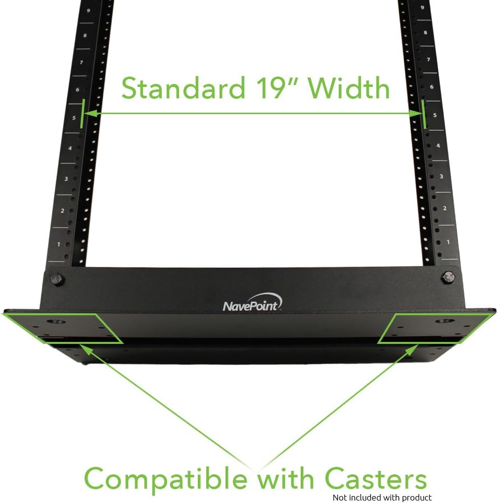 NavePoint 13U 2 Post Open Frame Server Networking Rack Threaded Hole Cable Management Blk