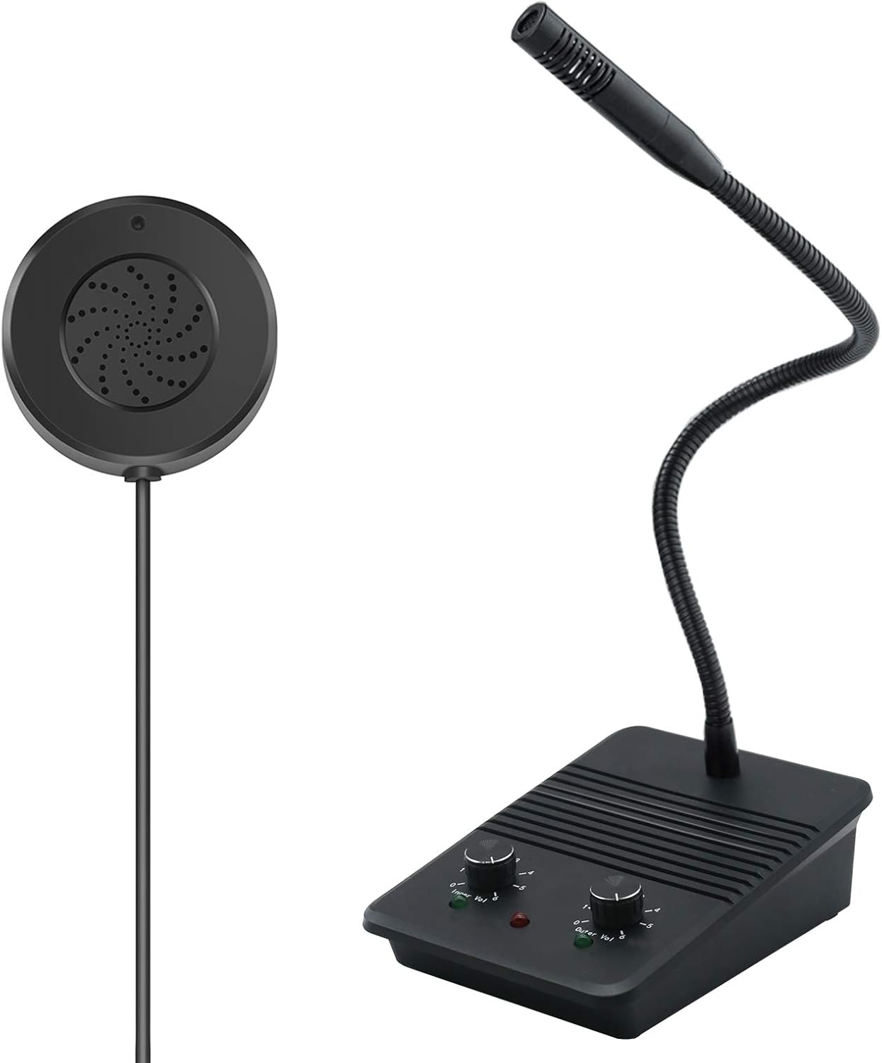 Window Speaker Intercom System Anti-Interference Dual-Way Intercommunication Microphone and Speaker Bank Window Intercom Glass Window Microphone for Business/Bank/Office/Hospital Pack of 2