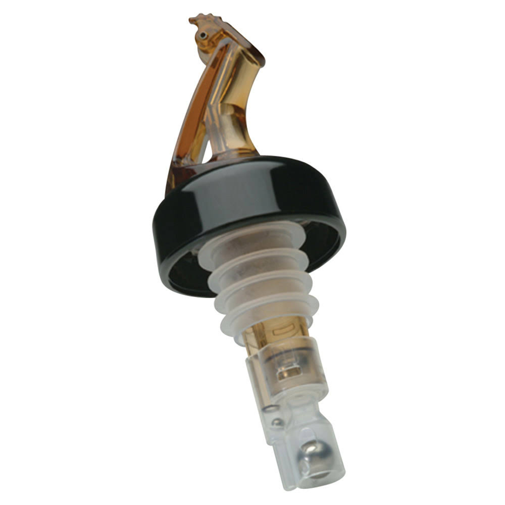 Precision Pours 58 RA C/F 0.625 oz. Rum Amber Measured Liquor Pourer with Collar and Fliptop - 12/Pack