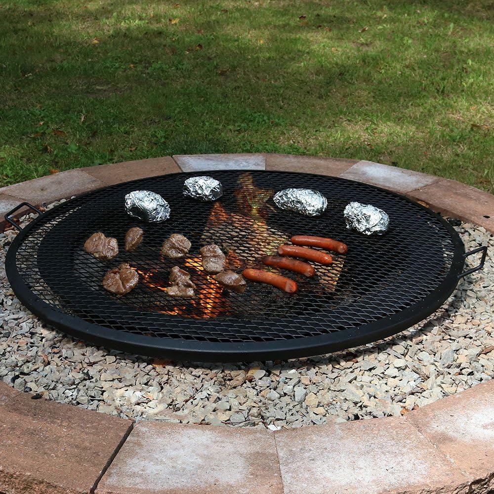 Sunnydaze X-Marks Fire Pit Grill Cooking Grate - Outdoor Round Campfire BBQ Rack - Campfire Cooking Grill - Portable Outside Camping Cookware - Heavy-Duty Steel Construction - 22-Inch