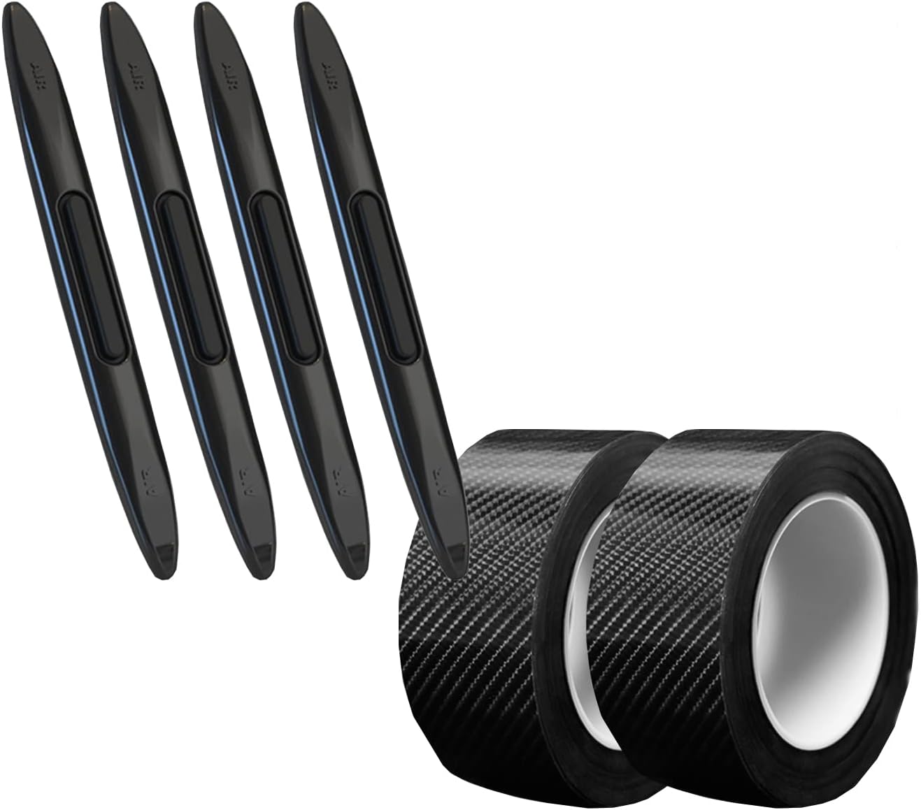 Gittcoll 4 Pcs Car Door Edge Anti-Static Protector Strips, 2 Roll Front Rear Bumper Protector Stickers, Universal Anti-Collision Protector Rubber and Hide Scratches DIY Installation Vehicle (Black)