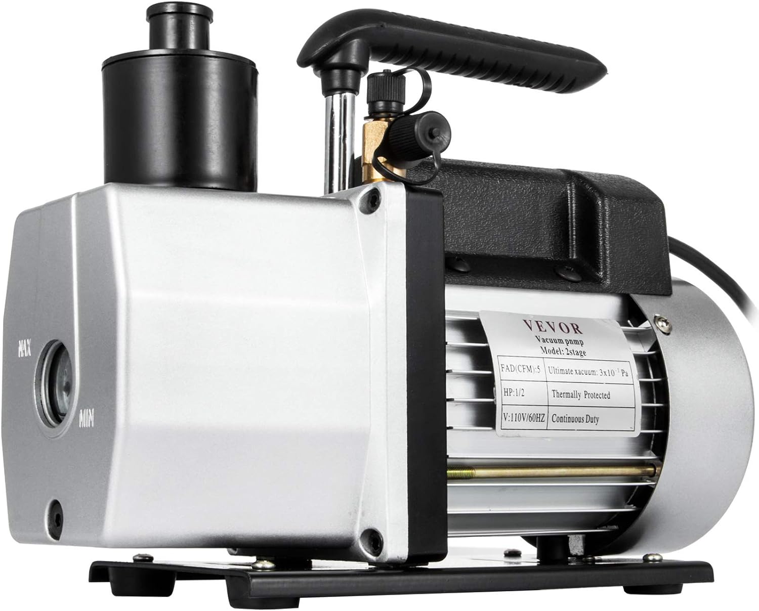 VEVOR Vacuum Pump 5 CFM Dual Stage Refrigerant Vacuum Pump 1/2 HP Air Conditioner Refrigerant HVAC Air Tool,HVAC Rotary Auto Refrigerant Vacuum Pump for Automobile Reparation Vacuum Evacuation