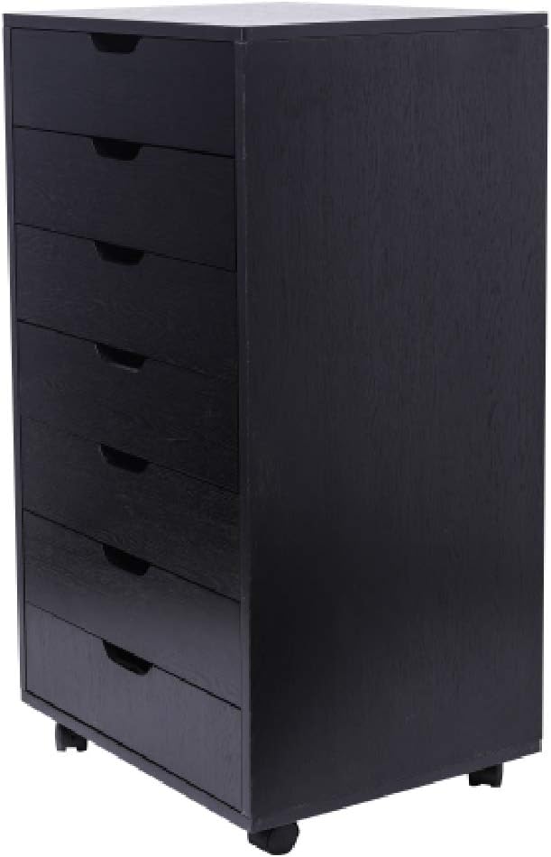 7-Drawer Wood Filing Cabinet, Mobile Storage Cabinet for Closet/Office Black Color