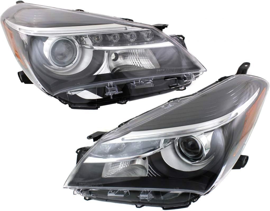 CarLights360: For 2015 2016 2017 Toyota Yaris Headlight Pair Driver and Passenger Side Black Housing DOT Certified Replaces TO2518151 TO2519151