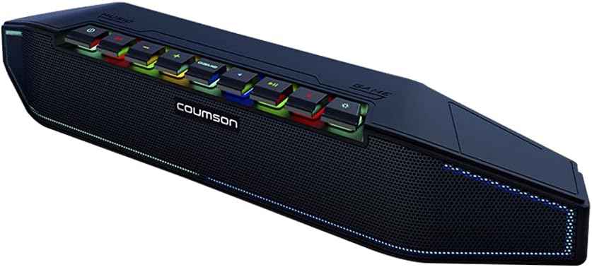 Coumson Portable Speakers,Wireless Bluetooth 5.0 Sound bar for Computer,20w Stereo Sound,Li-ion Battery,DSP IC bassup The Gaming Speakers,Colorful RGB Lights,Portable Computer soundbar for Desktop. Pack of 2