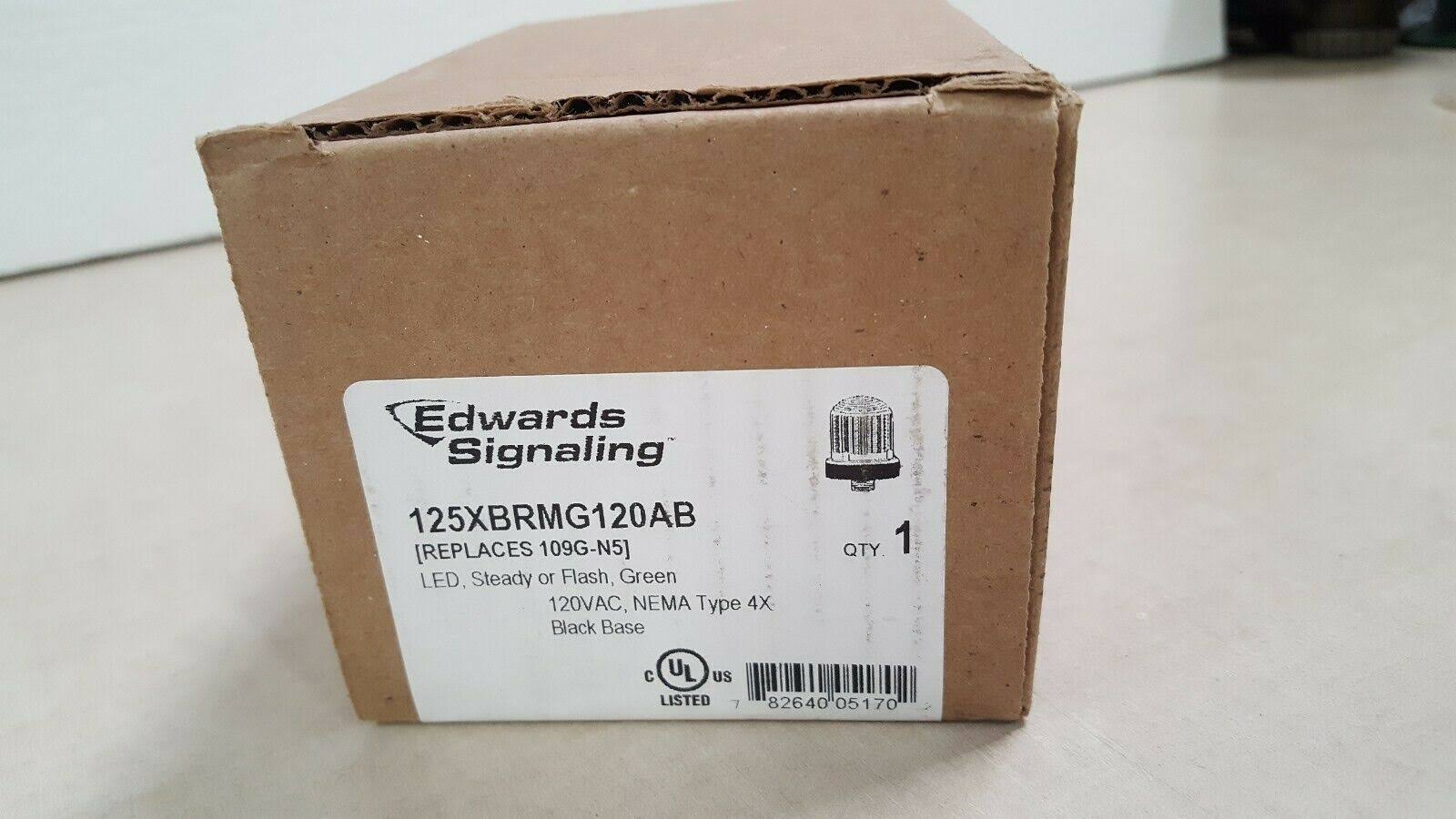 Edwards Signaling 125XBRMG120AB Warning Light,led,120Vac,green,65 FPM