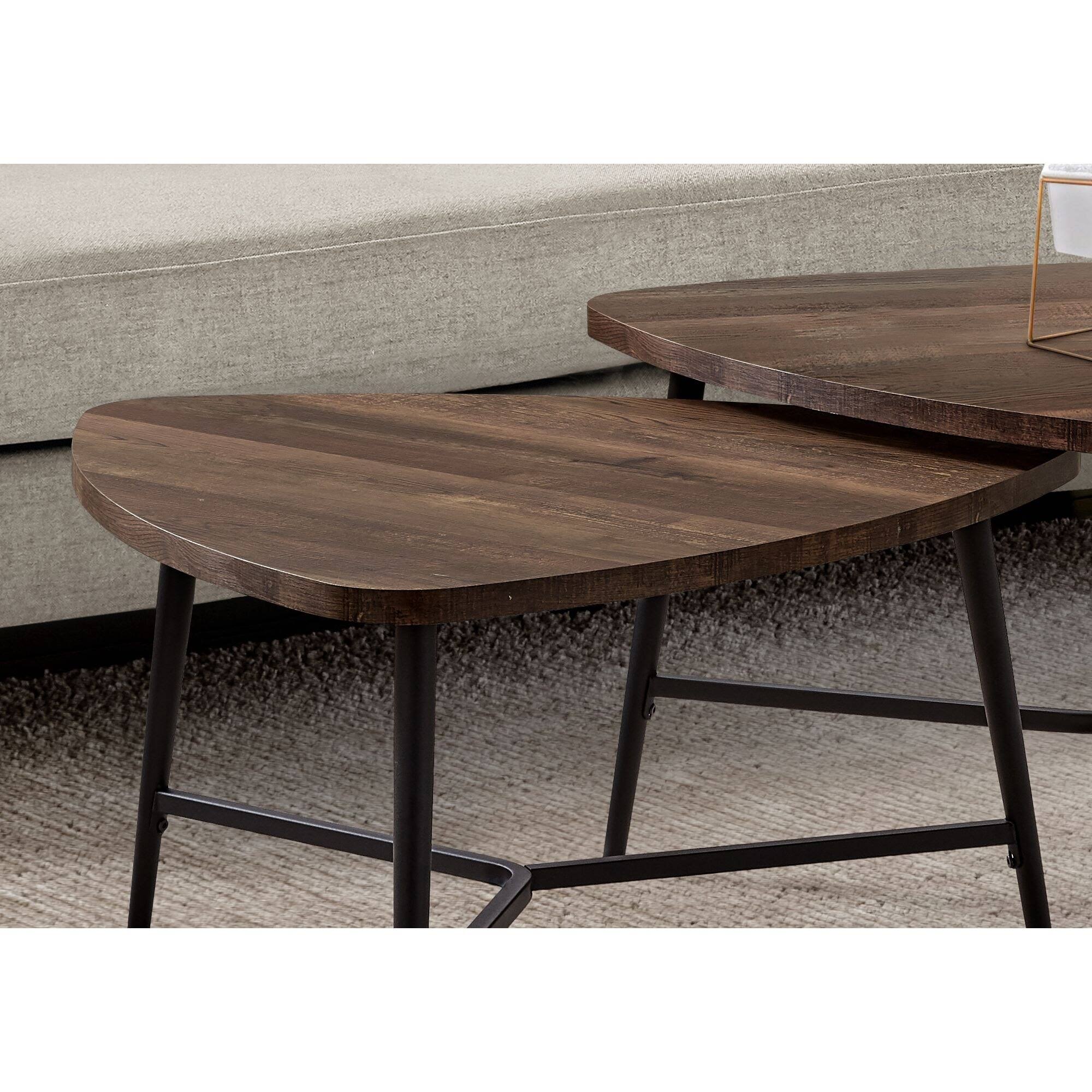 Monarch Specialties Davie 2-Piece Table Set, Brown/Black