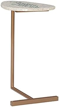 Linon Remy Metal Fish Capiz C Accent Table in Gold