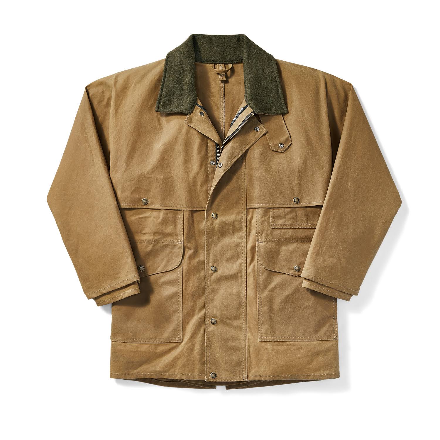 Filson Tin Cloth Packer Coat - Extra Long 10002, Dark Tan, Large