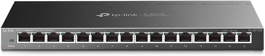 TP-Link 16 Port Gigabit Switch | Easy Smart Managed | Plug & Play | Limited Lifetime Protection | Desktop/Wall-Mount | Sturdy Metal w/ Shielded Ports | Support QoS, Vlan, IGMP and LAG (TL-SG116E) Pack of 2