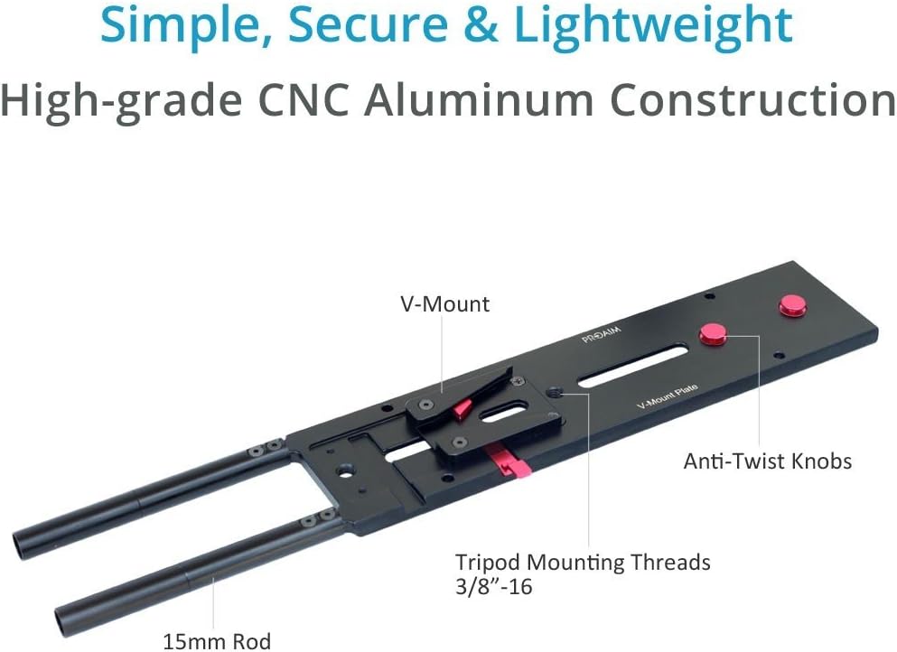 PROAIM V-Mount Camera Plate for All V-Mount Cameras | Most Secure Aluminum Plate with 100mm & 150mm Rods for mounting Mattebox, Follow Focus & Other Accessories | Tripod Compatible (VP-248-00) Pack of 2