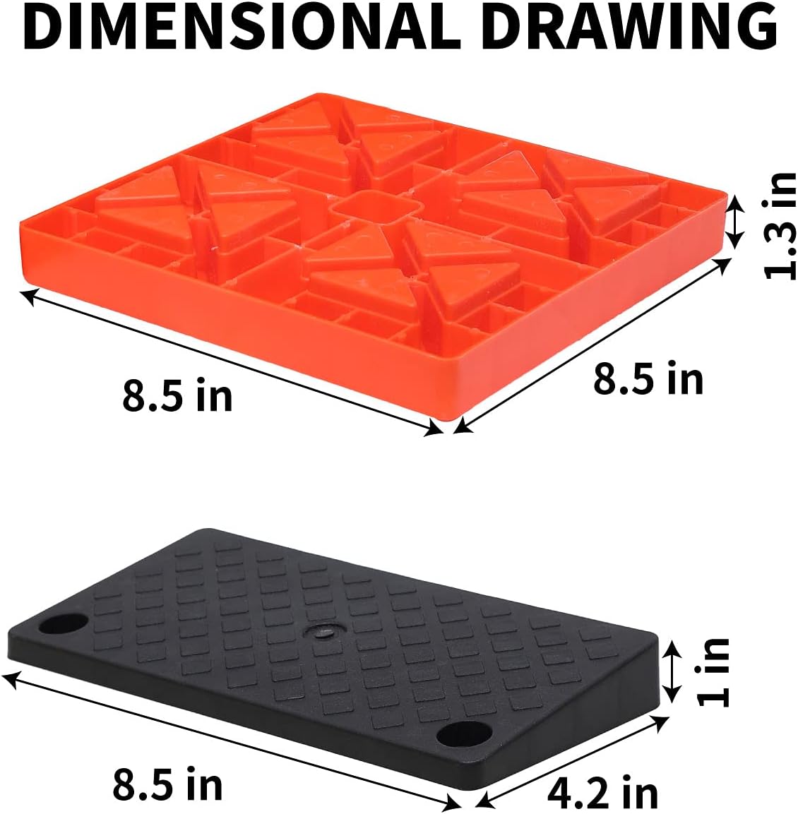 Homeon Wheels Rv Leveling Blocks,Used for Leveling Single Wheels,Heavy Duty Leveling Blocks and Chocks Anti-Slip Pads Design,Camper Levelers 10 Pack and Black Ramp 4 Pack with Carrying Bag