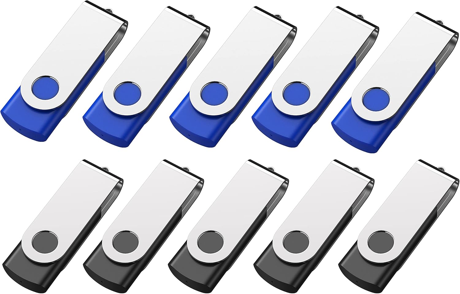 64GB USB Flash Drive Bulk 10 Pack 64GB Thumb Drive 2.0 Memory Stick Zip Drive USB Drive Jump Drive Pen Drive for Data Storage (Black , Blue) Pack of 2
