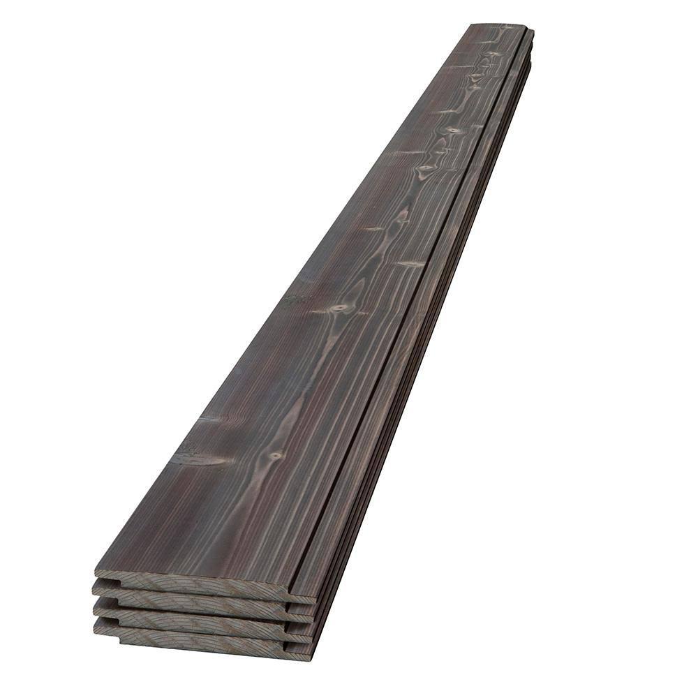 UFP-Edge 1 in. x 6 in. x 4 ft. Ash Gray Charred Wood Pine Shiplap Board (4-Pack)
