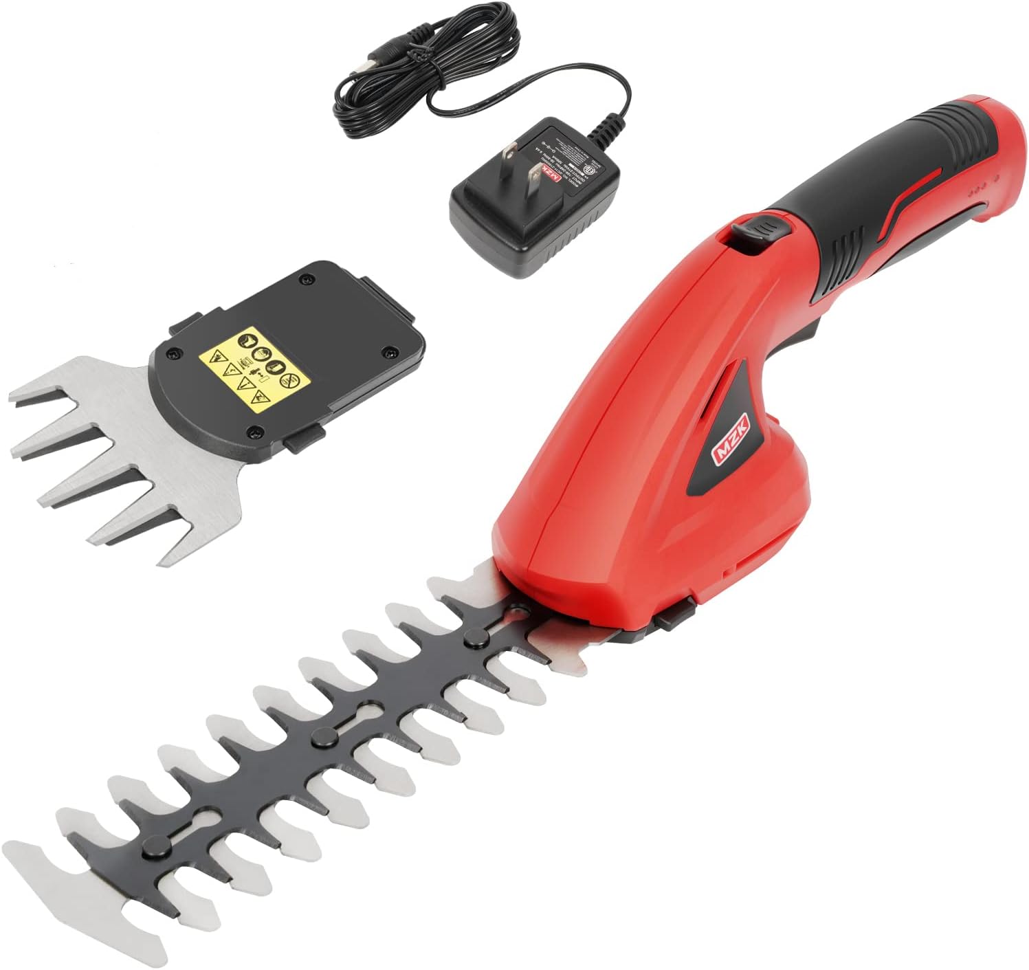 MZK Cordless Hedge Trimmer - 7.2V Electric Trimmer with Extra Grass Shear Blade (Red) Pack of 2