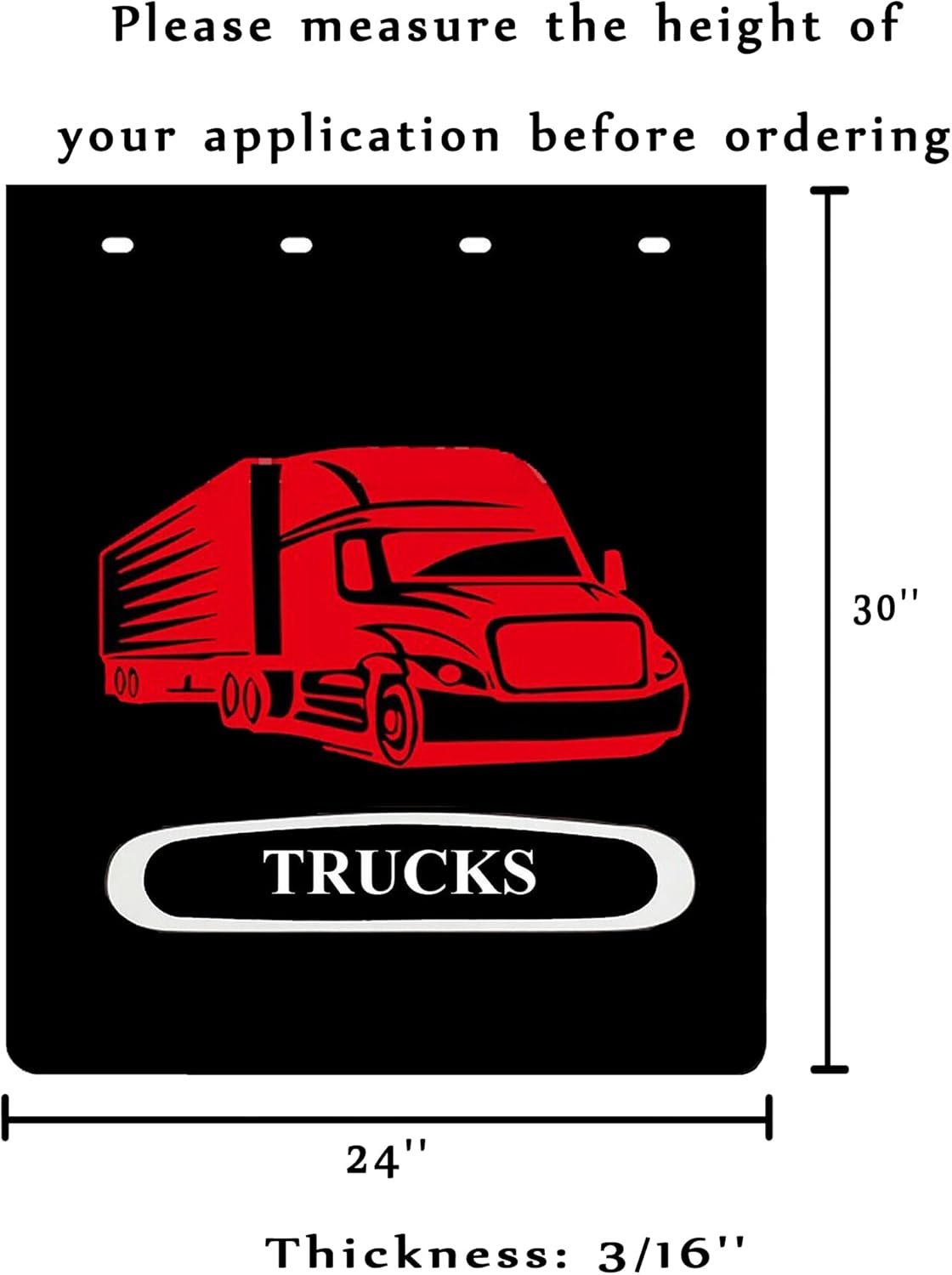 Semi Truck Mud Flaps - Pair- 24&rsquo;&rsquo;x30&rsquo;&rsquo; Black Rubber Mudflaps for Semi Trucks Trailer Poly Mud Flaps Universal