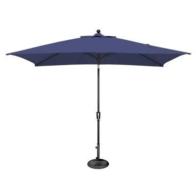 Launceston 10& x 6.5& Rectangular Market Umbrella Sol 72 Outdoor Fabric Color: Solefin / Sky Blue, Frame Color: Black