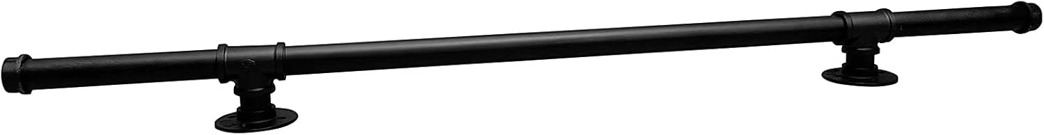 STARKOO Staircase Wall Handrail Industrial Steel Pipe Black Metal Stair Railing Iron Banister for Indoor and Outdoor Decoration (5Feet, Black Right-Angle)