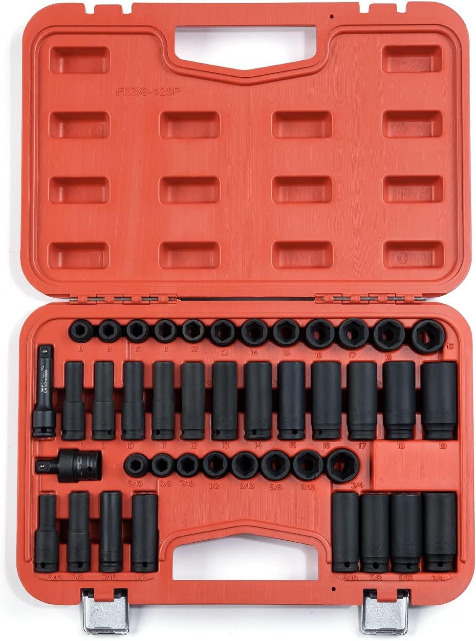 Jetech 42 Piece 3/8 Inch Drive Impact Socket Set, SAE (5/16