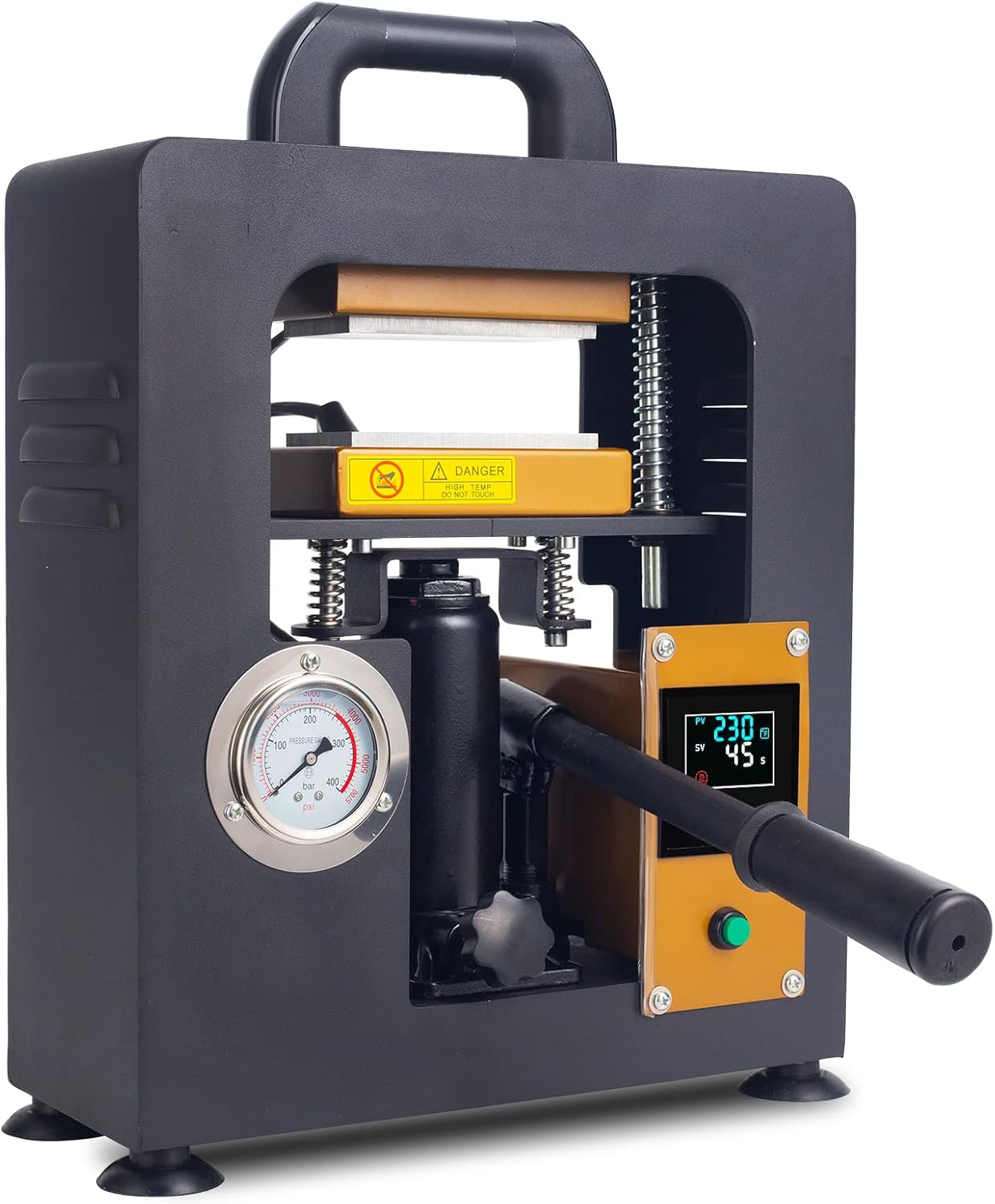 12Ton Hydraulic Heat Press Machine w/ Pressure Gauge, Upgrade 900W Heat Press with Dual 3x5 inch Heated Plates, w/Timer, Temp Control, Black