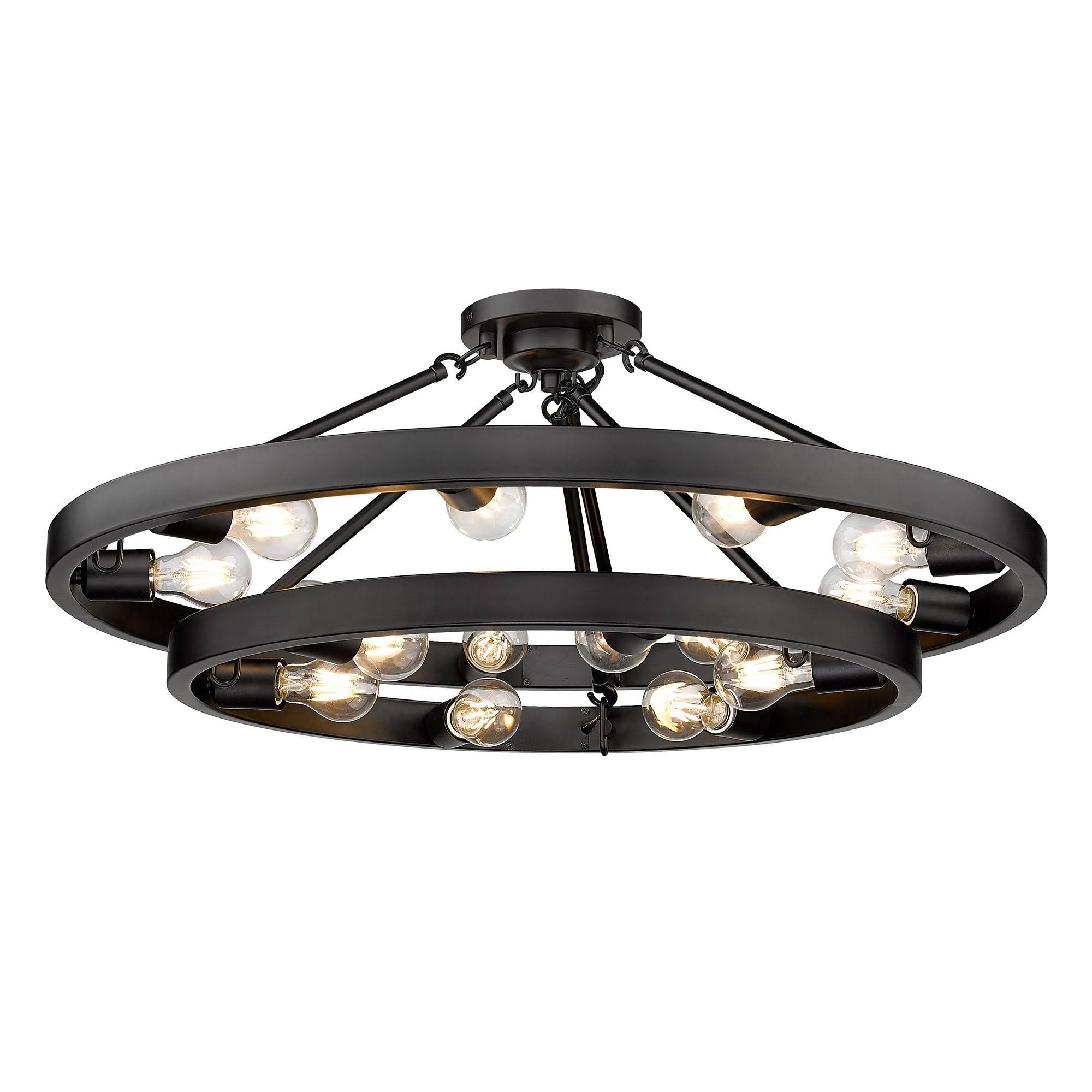 Golden Lighting 1019-96SF Blk Castile 15 Light 32 inch Semi Flush Mount in Matte Black