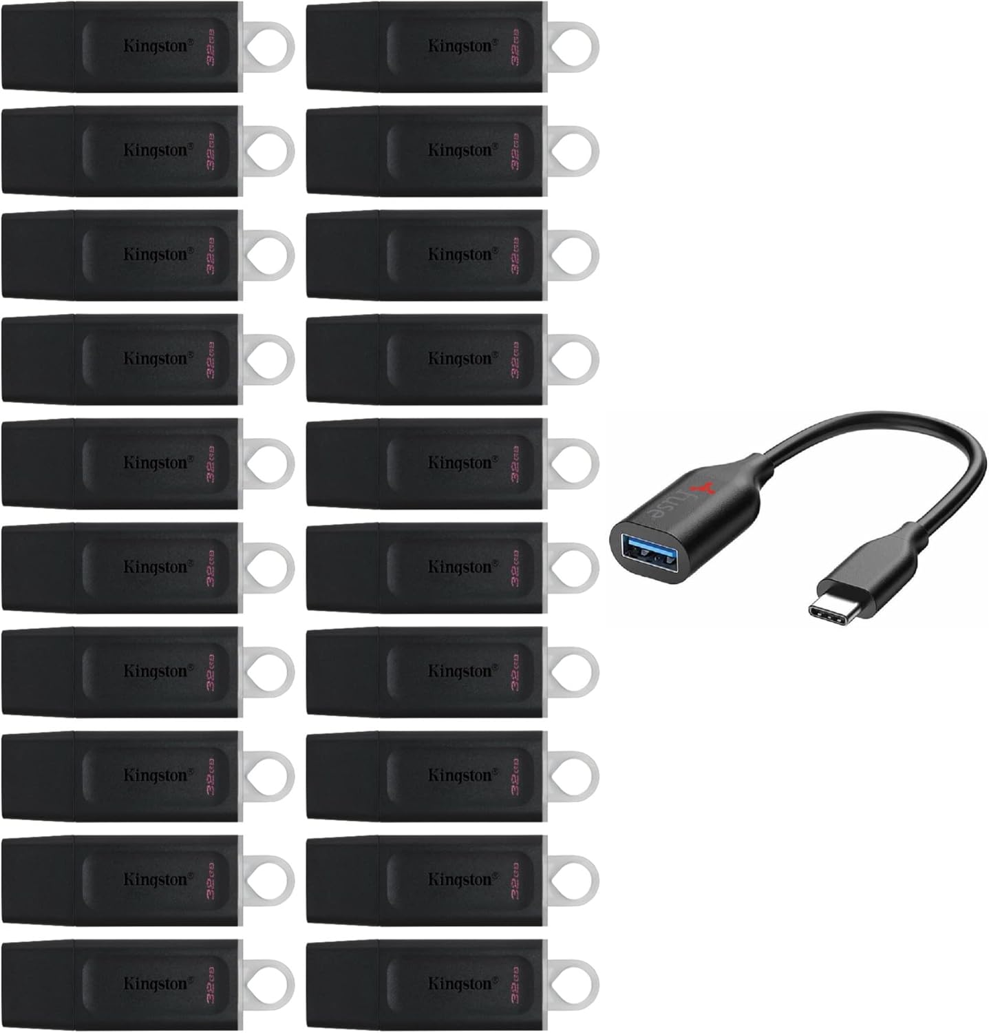 Kingston 32GB DataTraveler Exodia Flash Drive (20-Pack) with USB-C Adapter Bundle (21 Items)