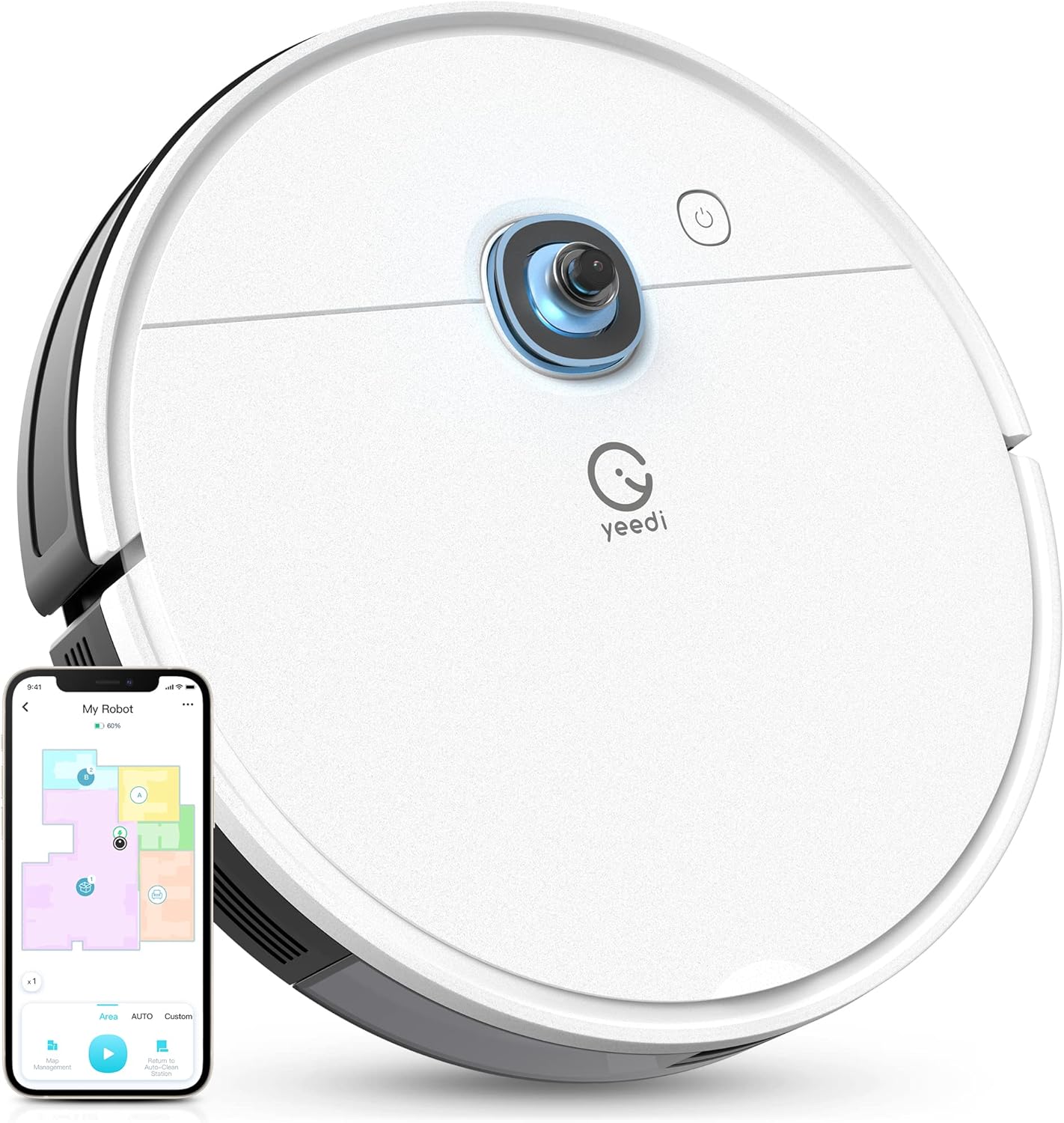 yeedi vac Robot Vacuum, Compatible with Self-Empty Station and Mopping Modular, 3000Pa Suction Power, Carpet Detection, Smart Visual Mapping & Navigation, Editable Home Map, Virtual Boundary