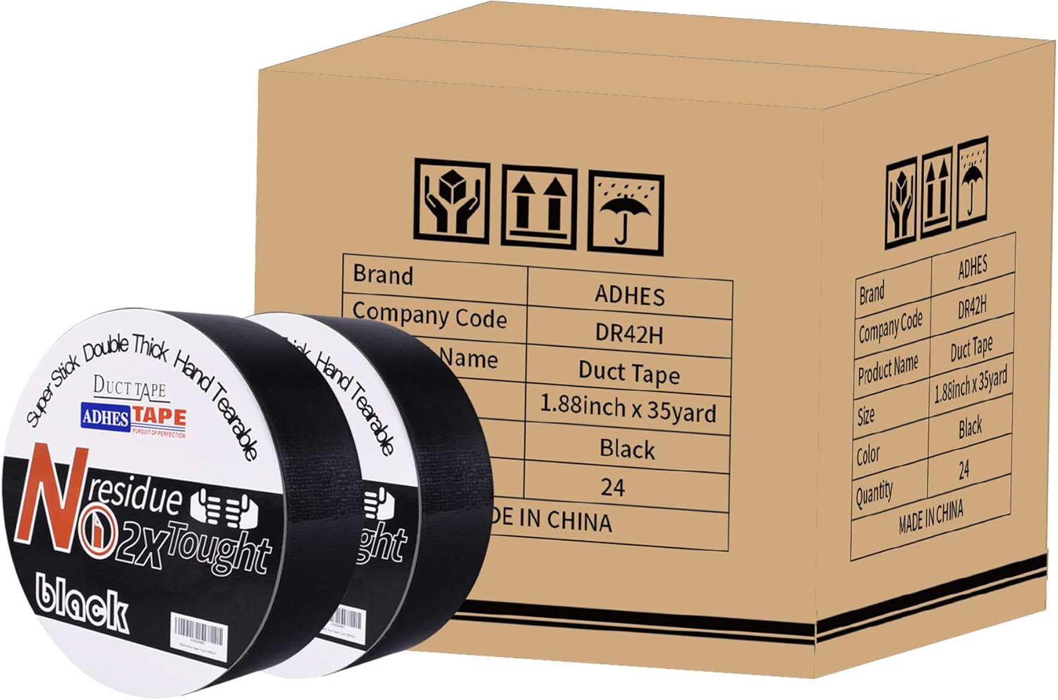 ADHES Duct Tape Sliver Waterproof Tape ducktape for Home Office Use, 1.88inch，30yard,pack of 3 rolls