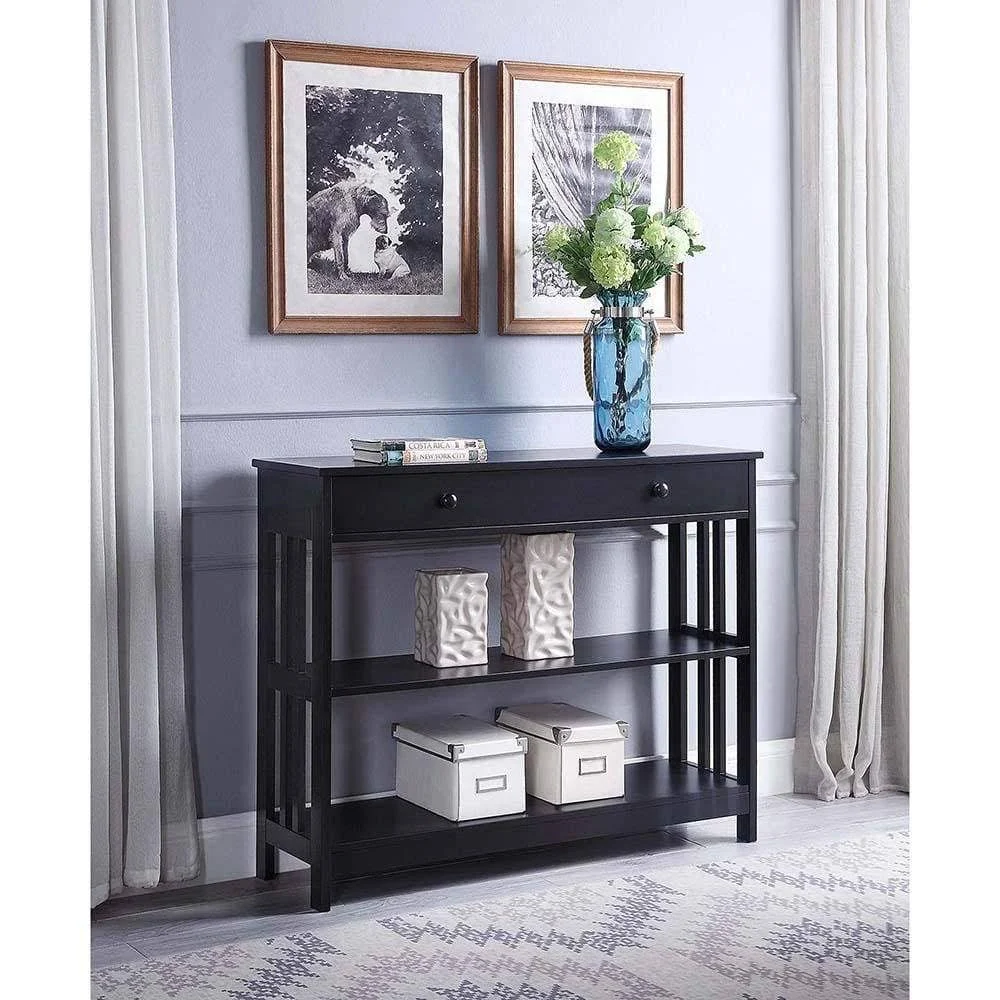 Convenience Concepts Mission 1 Drawer Console Table, Black