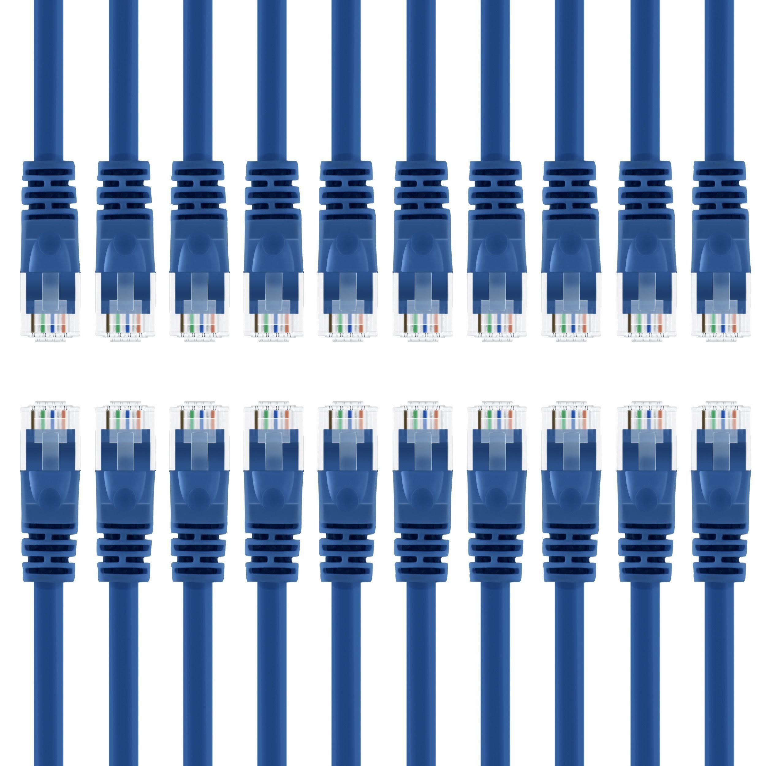 GearIT 20 Pack, Cat 6 Ethernet Cable Cat6 Snagless Patch 6 Feet - Computer LAN Network Cord, Blue